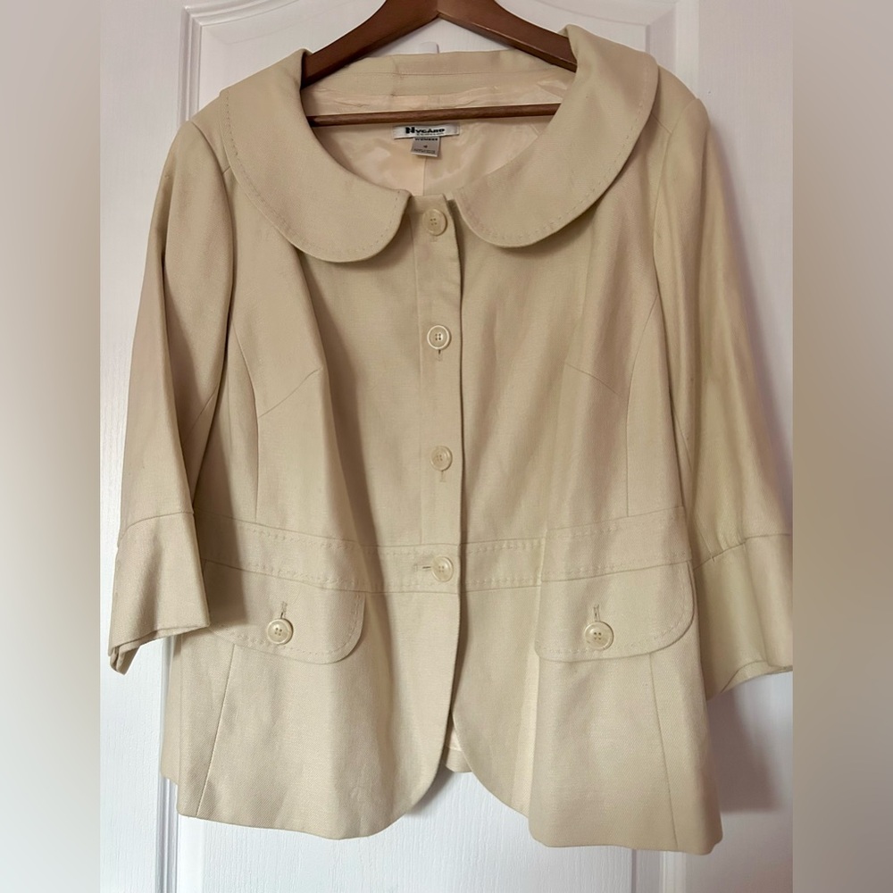 Nygard Sz.16 Cream Linen Blazer with Peter Pan Collar, good condition
